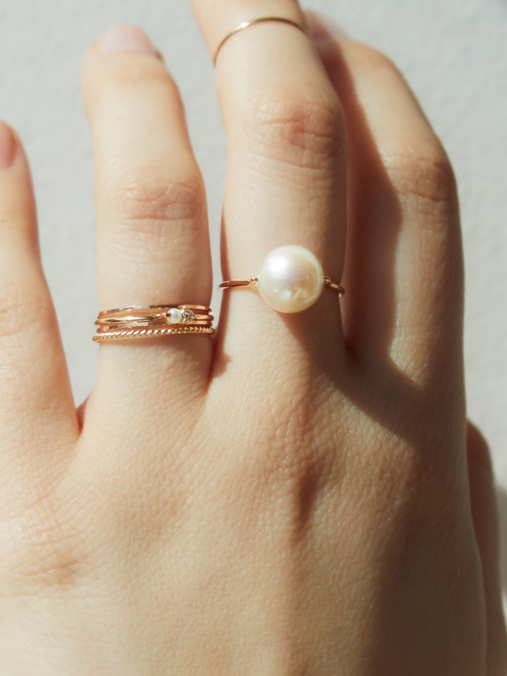 Catbird 14k gold Gumball Pearl Ring size 4